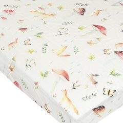 Fitted Muslin Crib Sheet - Woodland Gnome